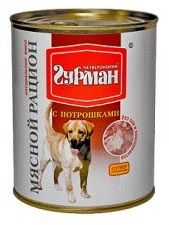 Консервы для собак Четвероногий ГУРМАН Мясной рацион с потрошками 0,85 кг.